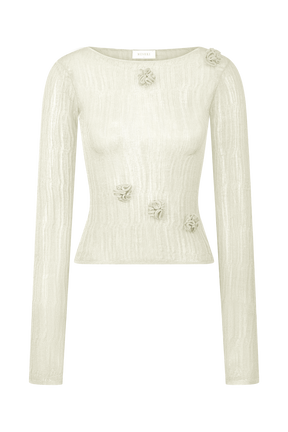 Orianna Orchid Long Sleeve Knit Top - Ivory