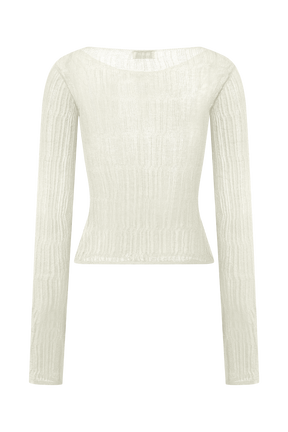 Orianna Orchid Long Sleeve Knit Top - Ivory