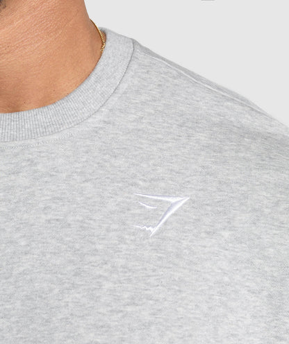 Gymshark Oversized Crest Crew - Light Grey Core Marl