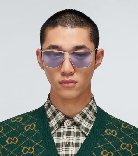 Square-frame metal sunglasses