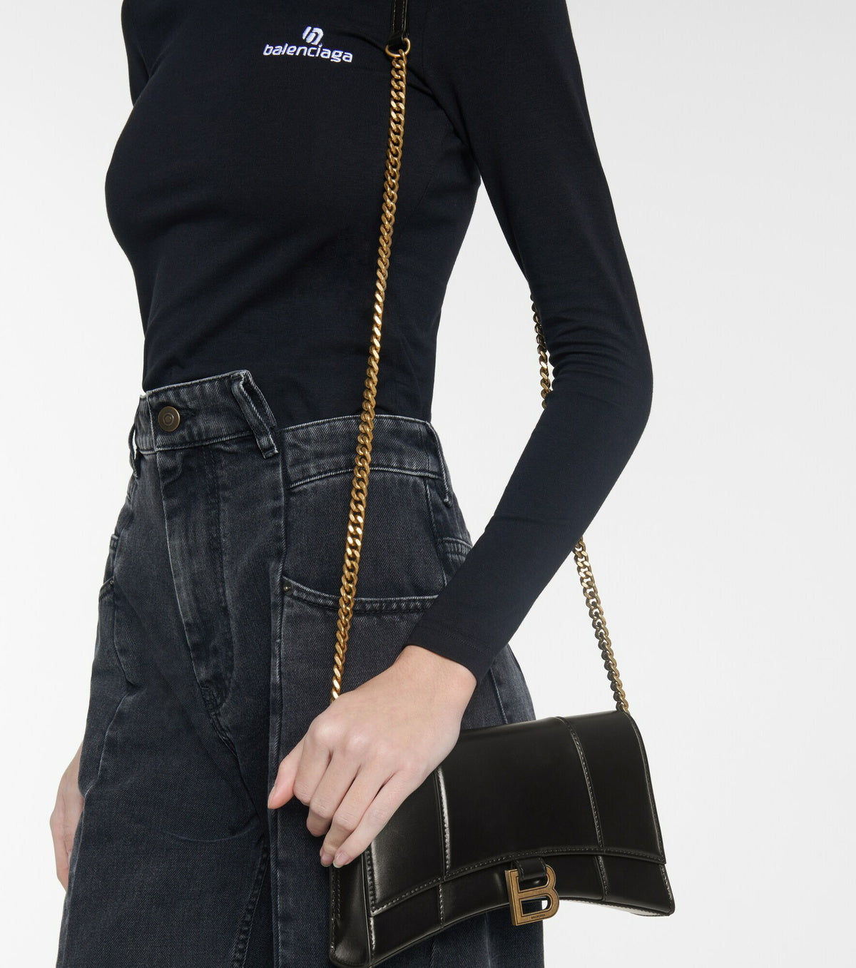 Balenciaga Hourglass leather shoulder bag