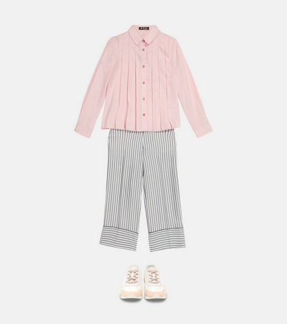 Ambre pleated cotton and silk blouse