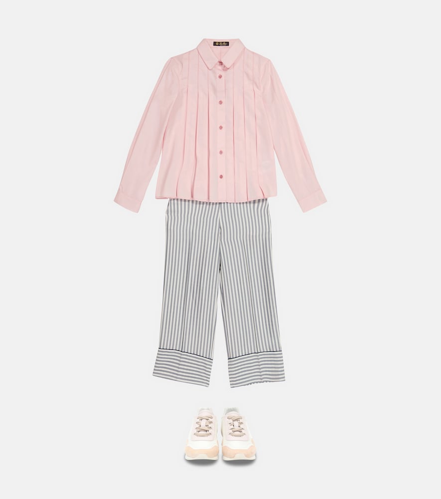 Ambre pleated cotton and silk blouse