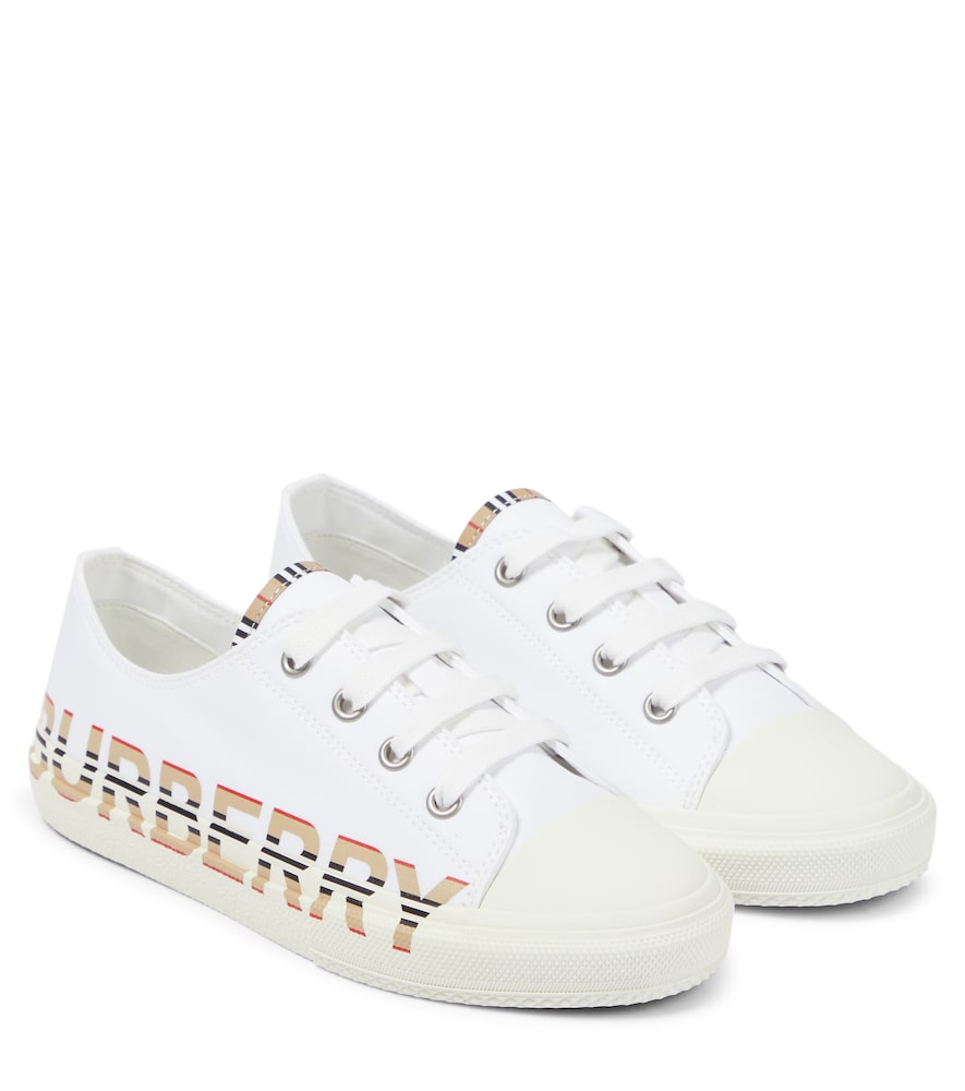 Logo cotton gabardine sneakers