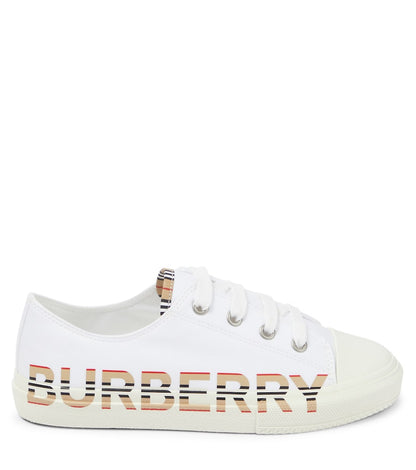 Logo cotton gabardine sneakers