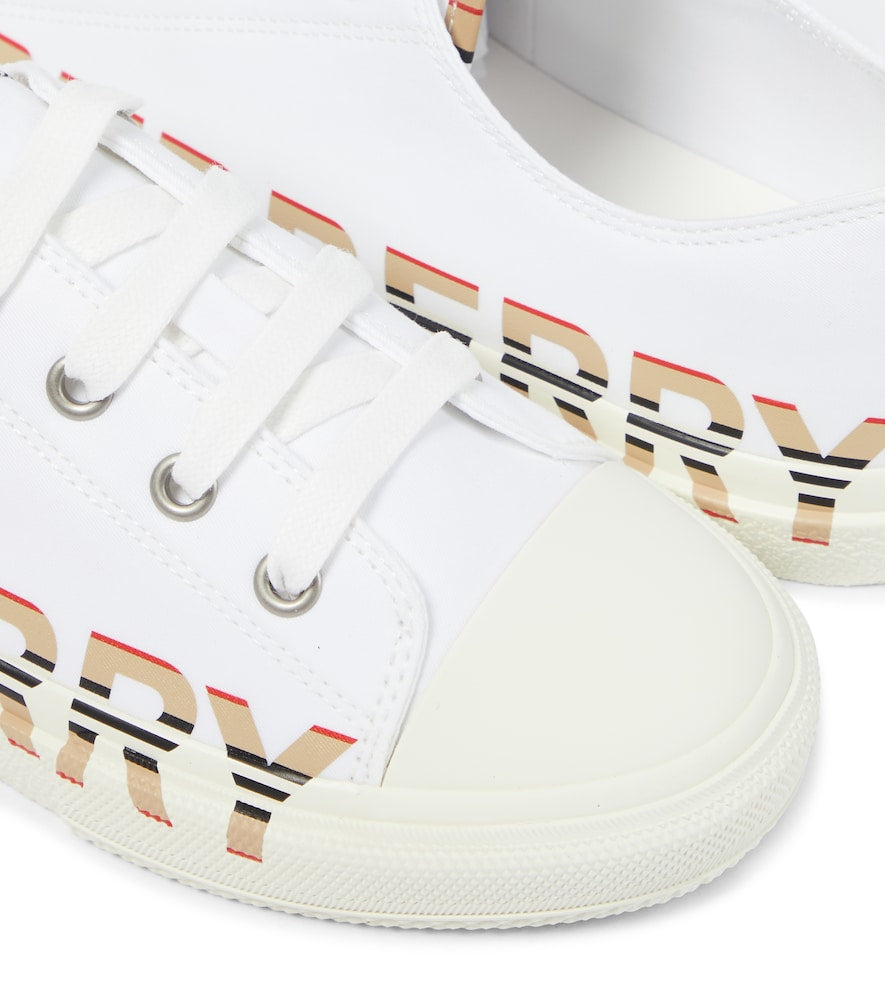 Logo cotton gabardine sneakers