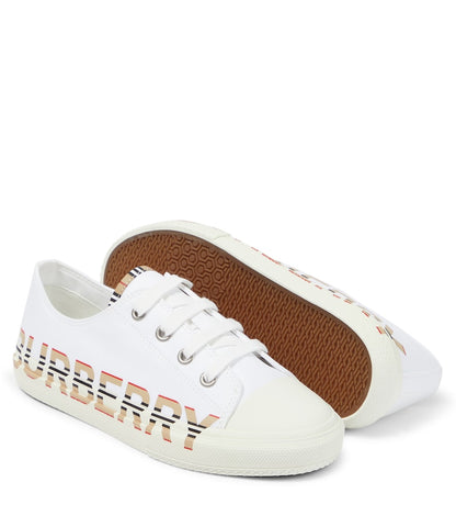 Logo cotton gabardine sneakers