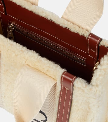 Woody Small shearling and leather tote