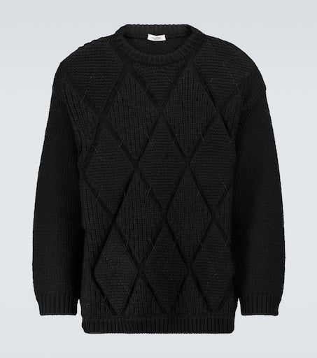Argyle-knit wool sweater