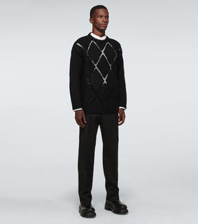 Argyle-knit wool sweater