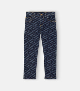 Logo-printed high-rise jeans