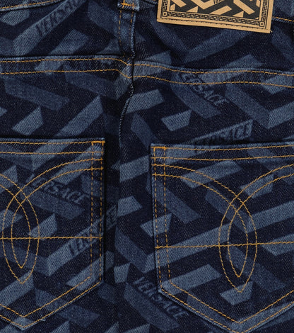 Logo-printed high-rise jeans