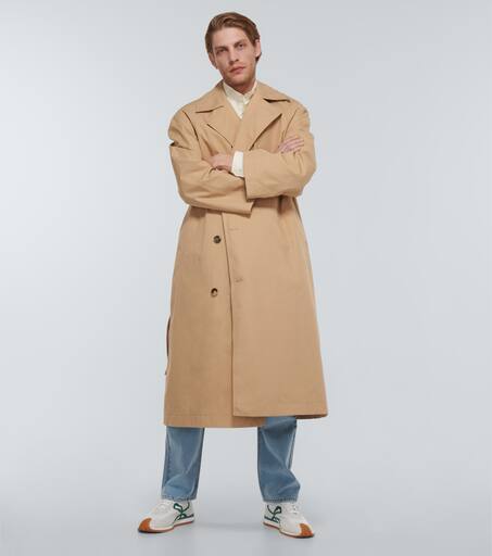 Double flap cotton trench coat