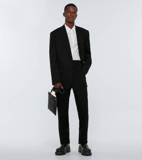 Single-breasted wool-blend blazer