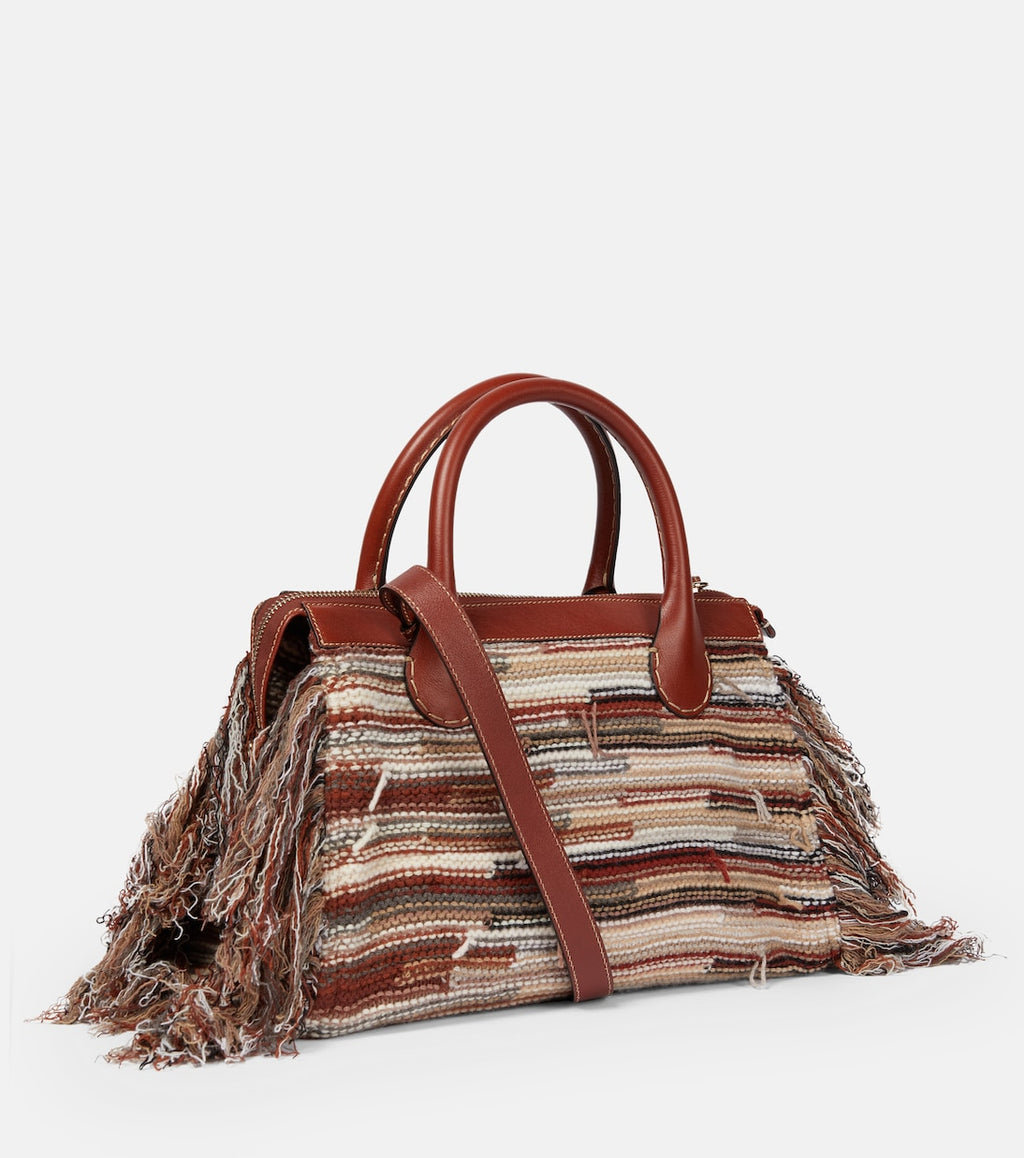 Edith Medium cashmere and leather tote