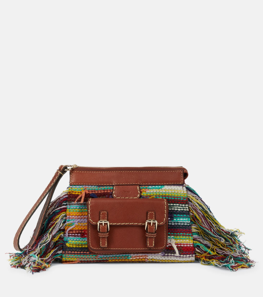 Edith cashmere and leather clutch