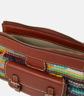 Edith cashmere and leather clutch