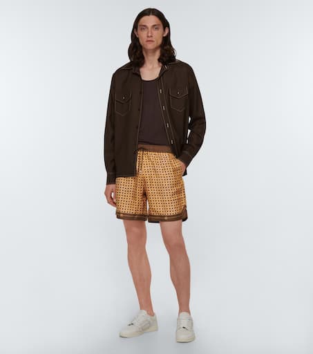 Printed silk shorts
