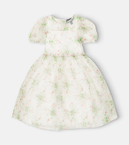 Cotton and tulle floral dress