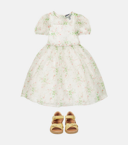 Cotton and tulle floral dress