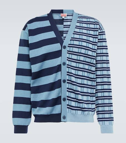 Striped wool and cotton cardigan