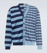 Striped wool and cotton cardigan