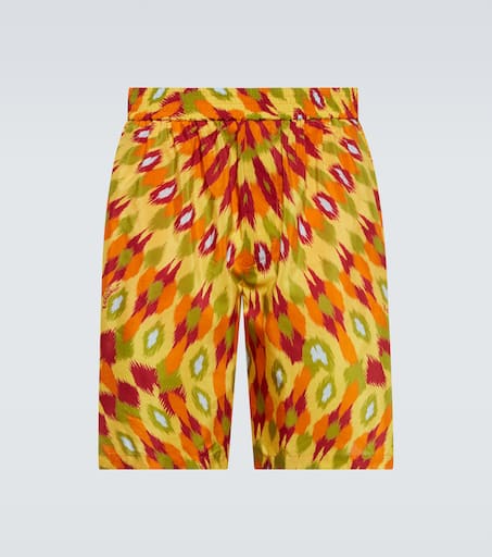 Printed silk and cotton Bermuda shorts