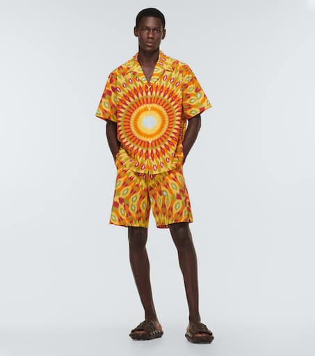 Printed silk and cotton Bermuda shorts
