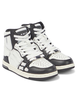 Skeleton leather high-top sneakers