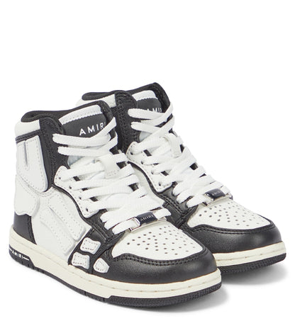 Skeleton leather high-top sneakers