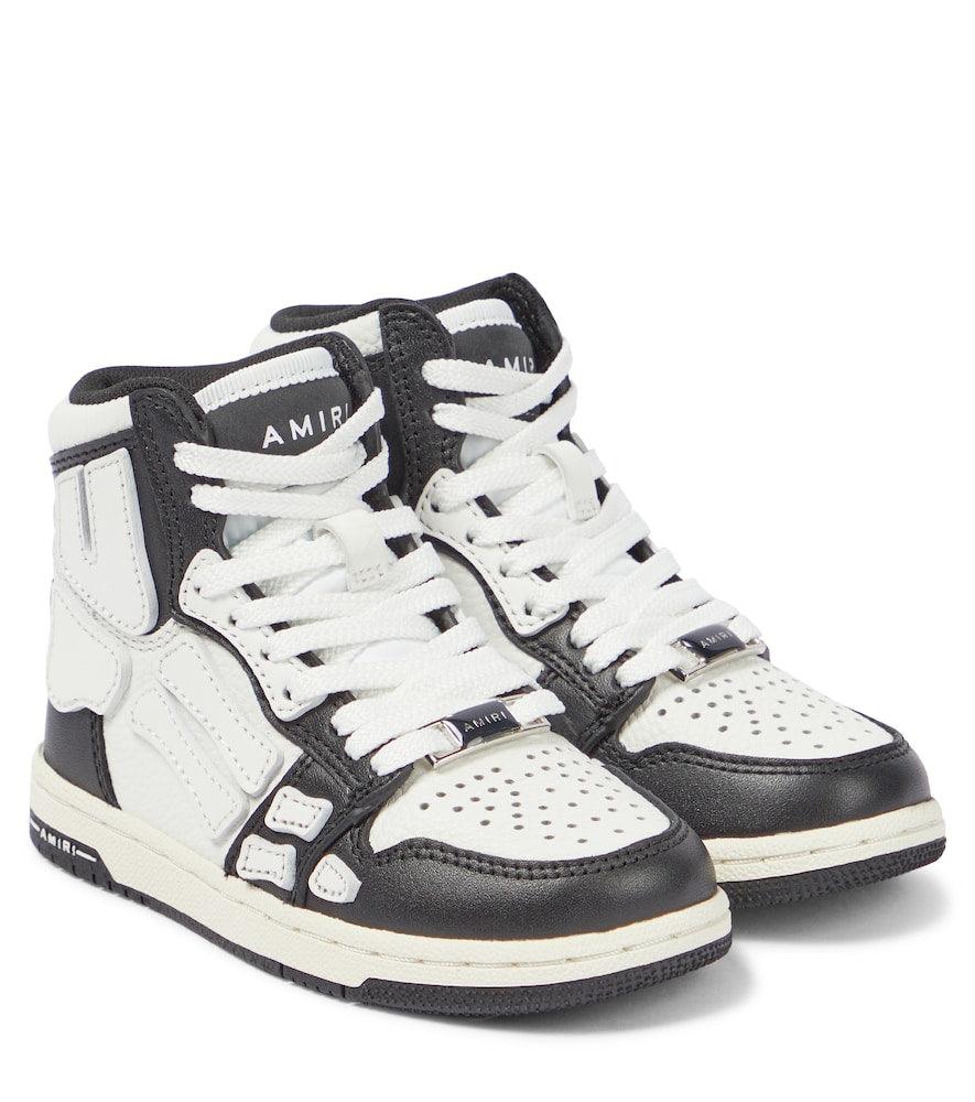 Skeleton leather high-top sneakers