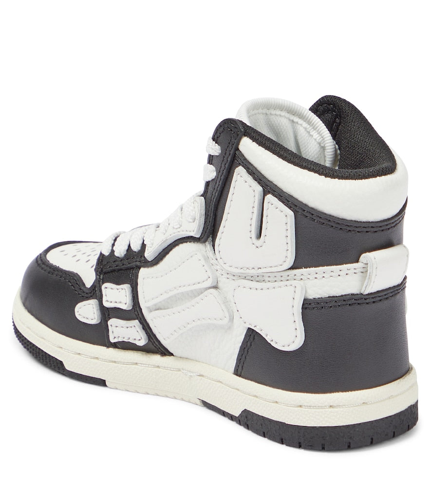 Skeleton leather high-top sneakers