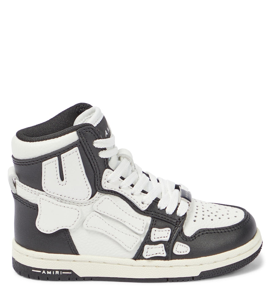 Skeleton leather high-top sneakers