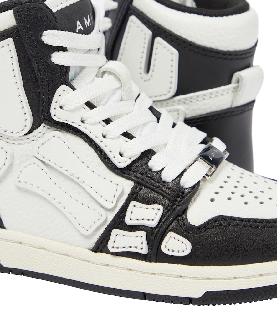 Skeleton leather high-top sneakers