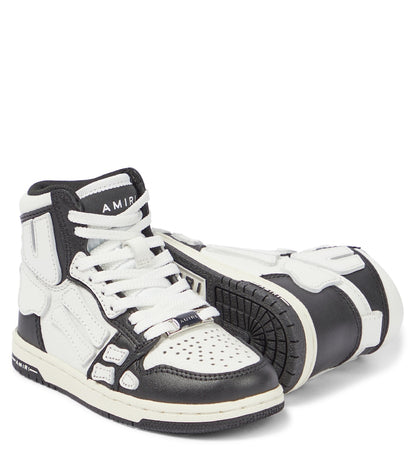 Skeleton leather high-top sneakers