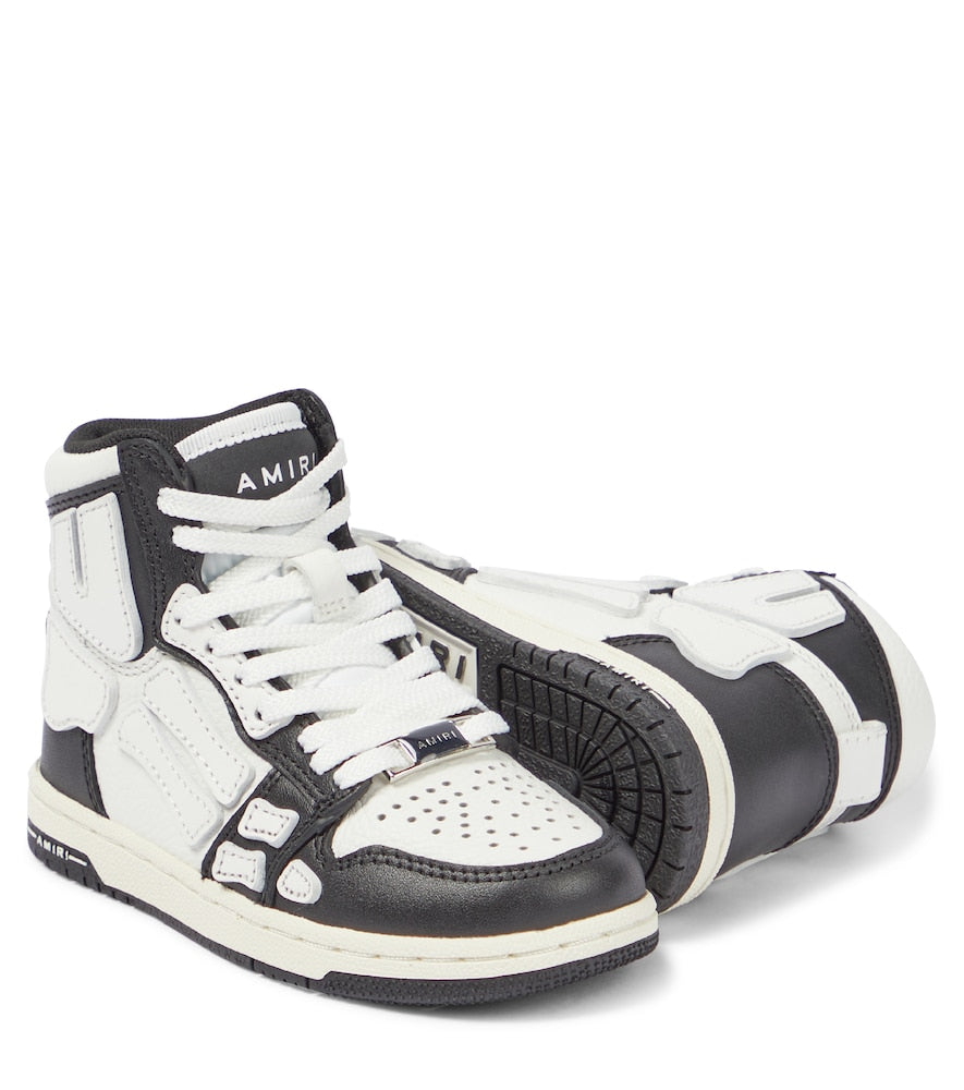 Skeleton leather high-top sneakers