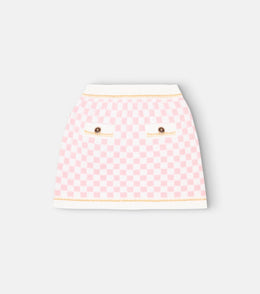 Medusa checked wool skirt