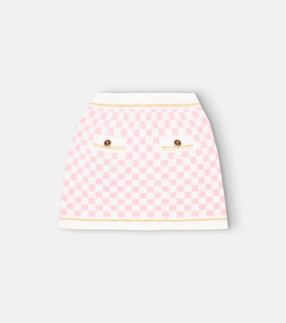 Medusa checked wool skirt