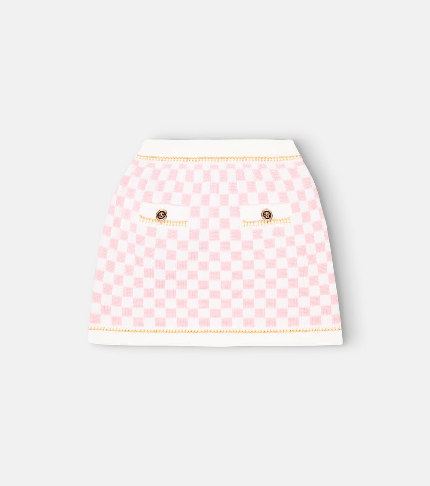 Medusa checked wool skirt