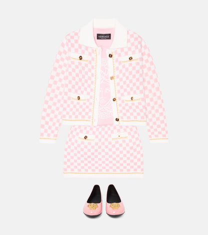 Medusa checked wool skirt