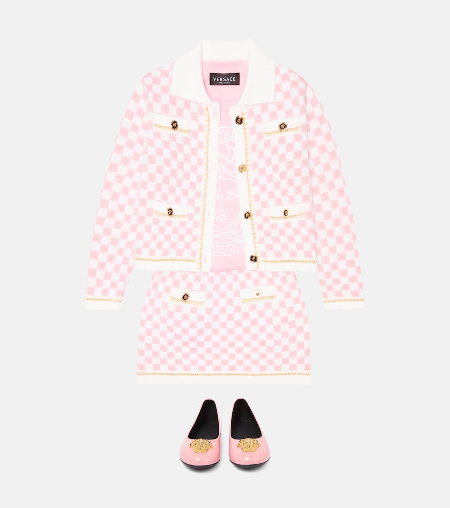 Medusa checked wool skirt