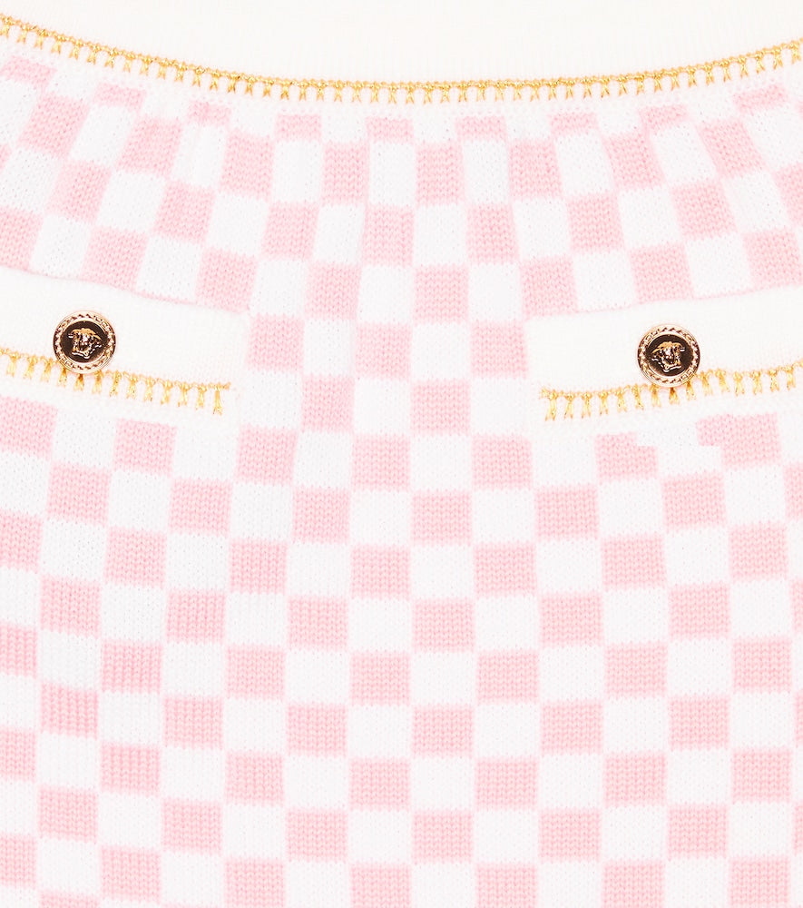Medusa checked wool skirt