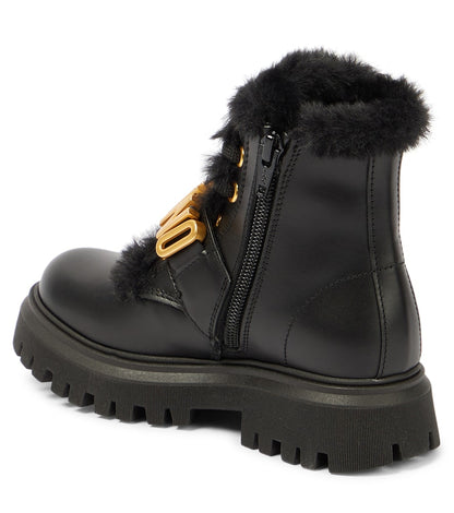 Logo leather boots