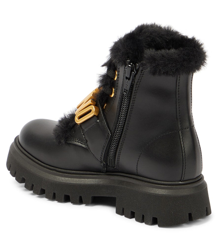Logo leather boots