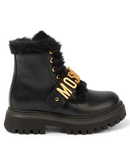Logo leather boots