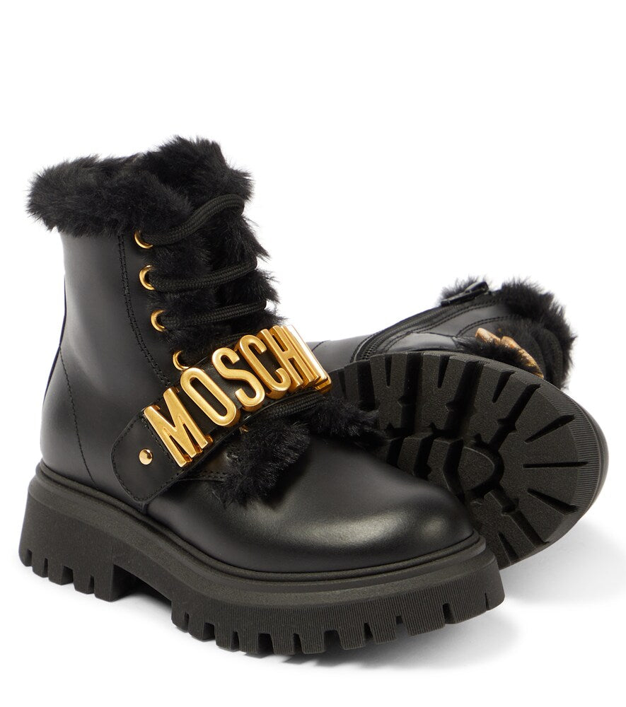 Logo leather boots