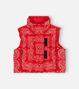 Printed quilted down vest