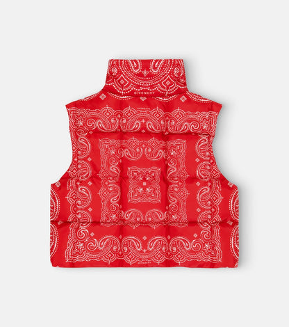 Printed quilted down vest