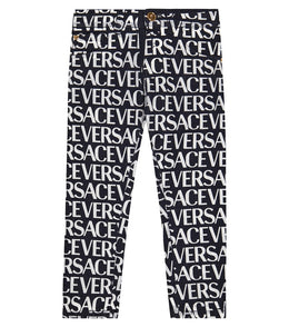 Logo print cotton jeans