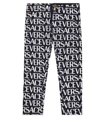 Logo print cotton jeans